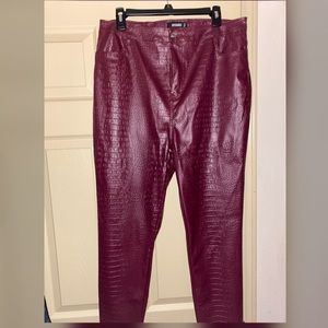 Misguided wine faux leather pants
